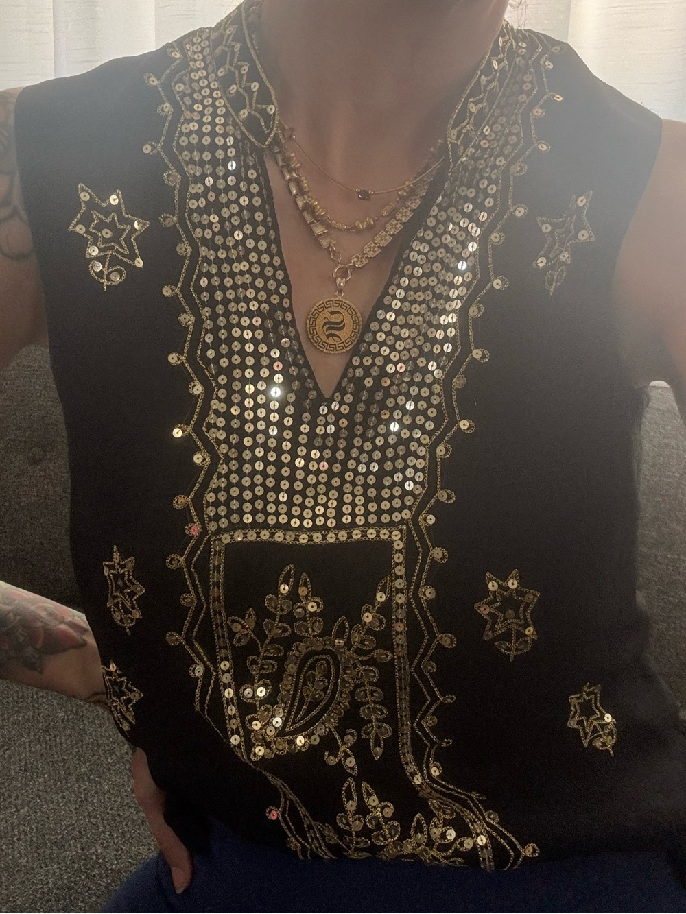 Silk sequin top